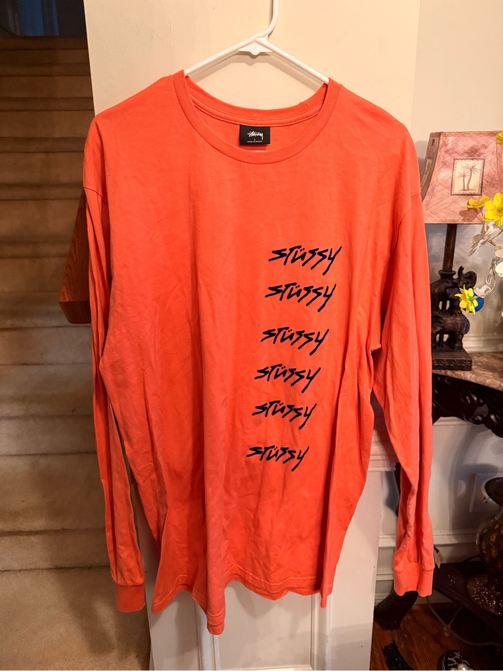 Authentic Stussy Orange Long-Sleeve Logo Tee
